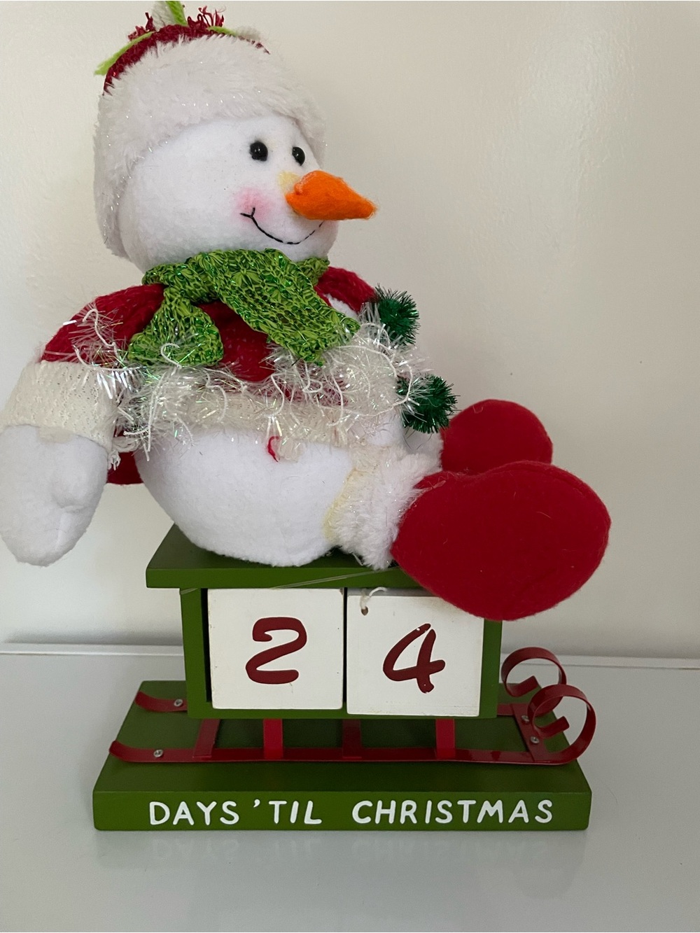 Dollcake Christmas Snowman Countdown Decor - Red, Green, White VTG nwot